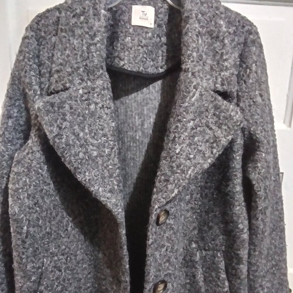 Tu Woman Boucle Borg Style Teddy Jackets/Coats Gray/Black Casual Outdoors sz 16